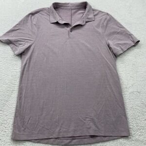 Lululemon Shirt Mens Medium‎ Pink Polo Sport Stretch Performance Golf Preppy